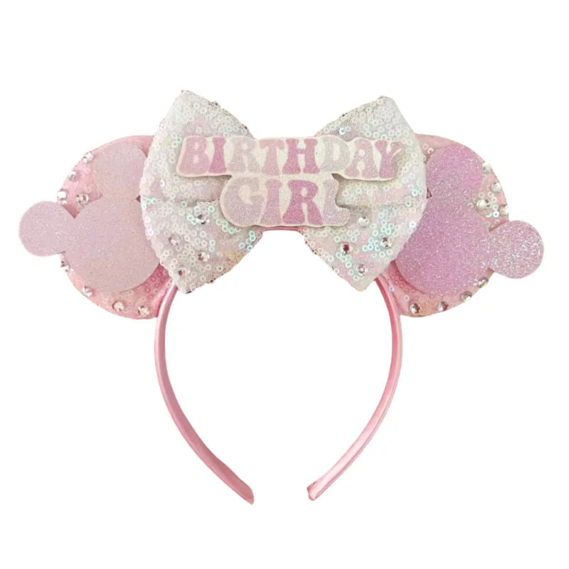 2024 Disney Mickey & Minnie Maus Ohren Haarreif – Glitzernde Sequin-Schleife – Für Kinder & Erwachsene – DIY Disneyland Accessoire