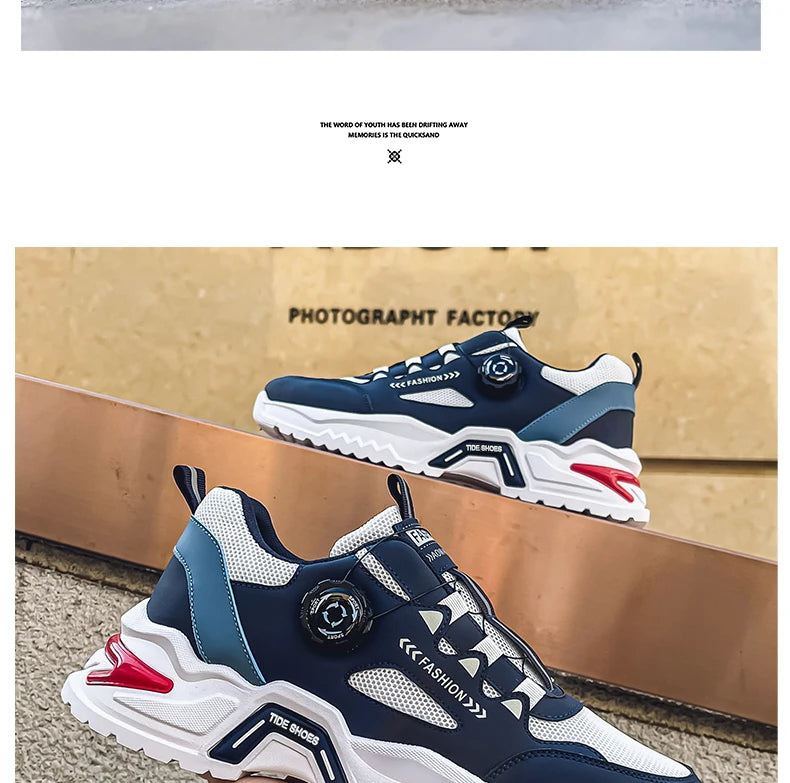 Herren Sneaker mit Rotationsverschluss – Koreanischer Stil | Bequeme Sportschuhe mit weicher Sohle & rutschfestem Profil – Ganzjahres-Freizeitschuhe
