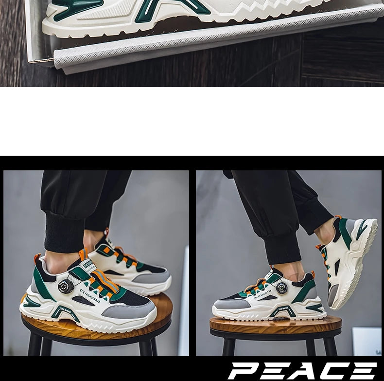 Herren Sneaker mit Rotationsverschluss – Koreanischer Stil | Bequeme Sportschuhe mit weicher Sohle & rutschfestem Profil – Ganzjahres-Freizeitschuhe