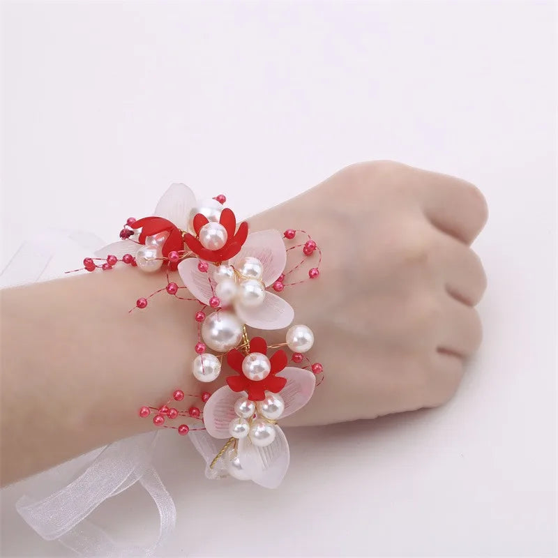 Frühlingshafte Boho Blumenkrone mit Perlen für Mädchen – Hochzeit Haarschmuck & Blumen-Haarreif | Kinder Geschenk