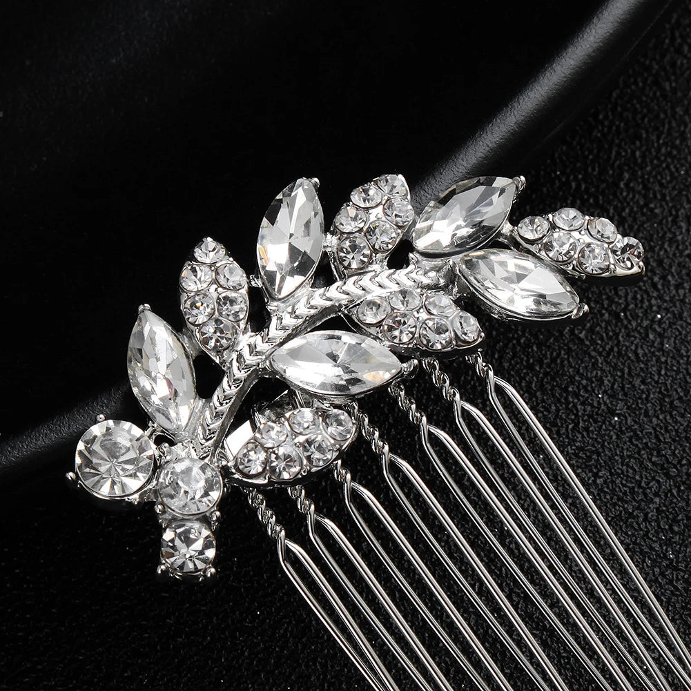 Silberner Haarkamm mit Perlen & Strass – Handgefertigtes elegantes Haarschmuck-Accessoire für Damen & Bräute