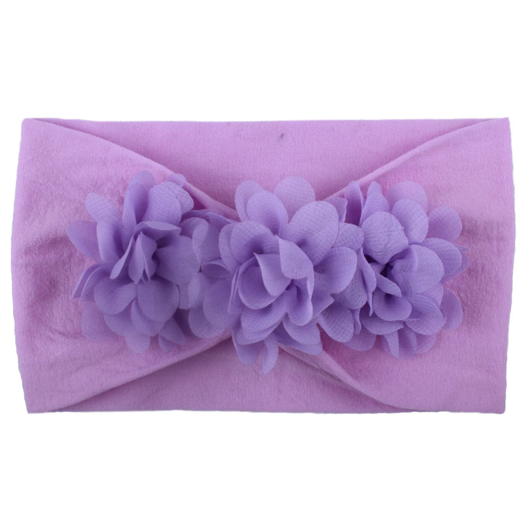 Elastisches Haarband mit Schleife für Mädchen – Blumenmuster Turban-Stirnband | Weiches Kinder-Haaraccessoire für Neugeborene & Kleinkinder