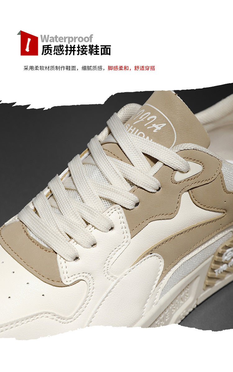 Herren Sneaker Herbst 2023 – Bequeme Plattform-Schuhe | Trendige weiße Schnürsneaker – Vulcanisierte Freizeitschuhe