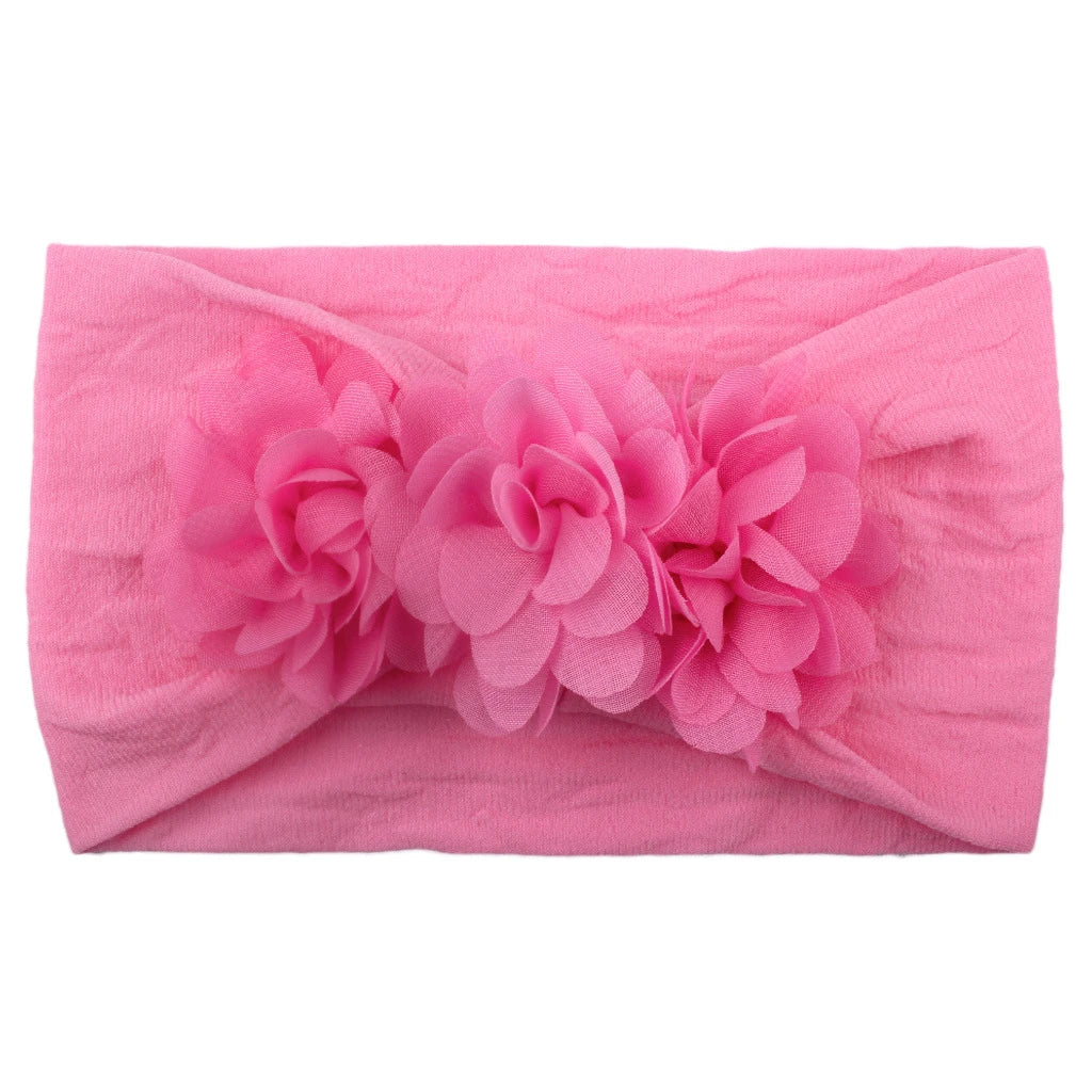 Elastisches Haarband mit Schleife für Mädchen – Blumenmuster Turban-Stirnband | Weiches Kinder-Haaraccessoire für Neugeborene & Kleinkinder