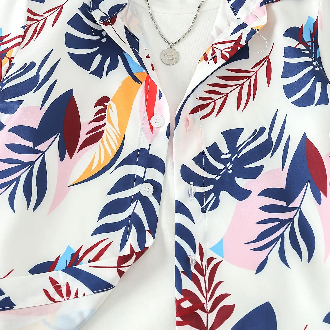 2-teiliges Sommer-Outfit für Jungen – Kurzarmhemd & Shorts im Gentleman-Stil mit Palmenblatt-Print | Für Kinder von 7–13 Jahren