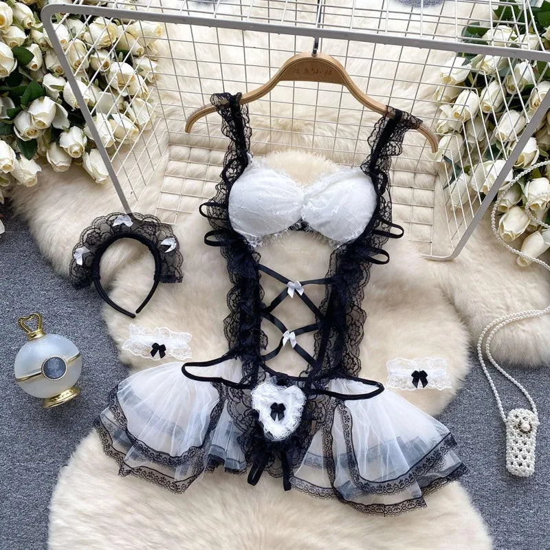 Sexy Damen-Unterwäsche Set – Spitzen-Bralette & Slip – Verführerisches Dessous-Set ohne Bügel für besondere Momente