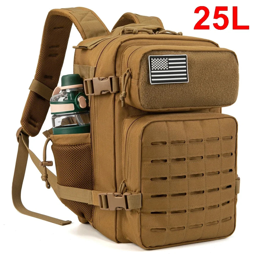QT&QY Taktischer Rucksack 25L/45L – Outdoor Survival Bug Out Bag für Männer & Frauen – Schulrucksack mit Flaschenhalter
