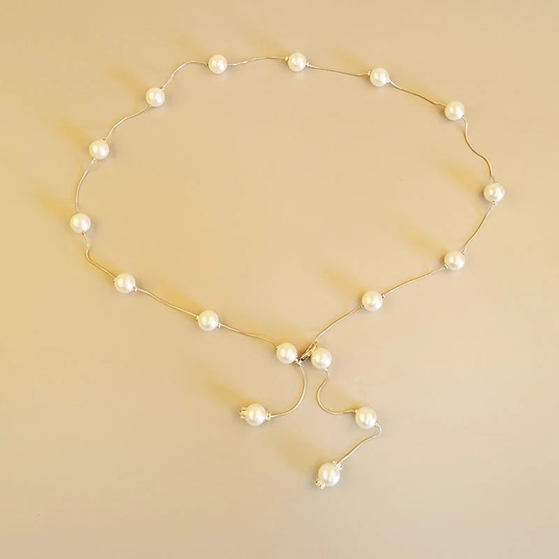 Eleganter Damen Taillengürtel – Verstellbare Kette mit Acrylperlen in Gold oder Silber | Dünner, stilvoller Schmuckgürtel für Kleider