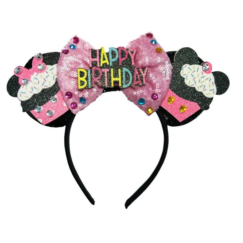 2024 Disney Mickey & Minnie Maus Ohren Haarreif – Glitzernde Sequin-Schleife – Für Kinder & Erwachsene – DIY Disneyland Accessoire