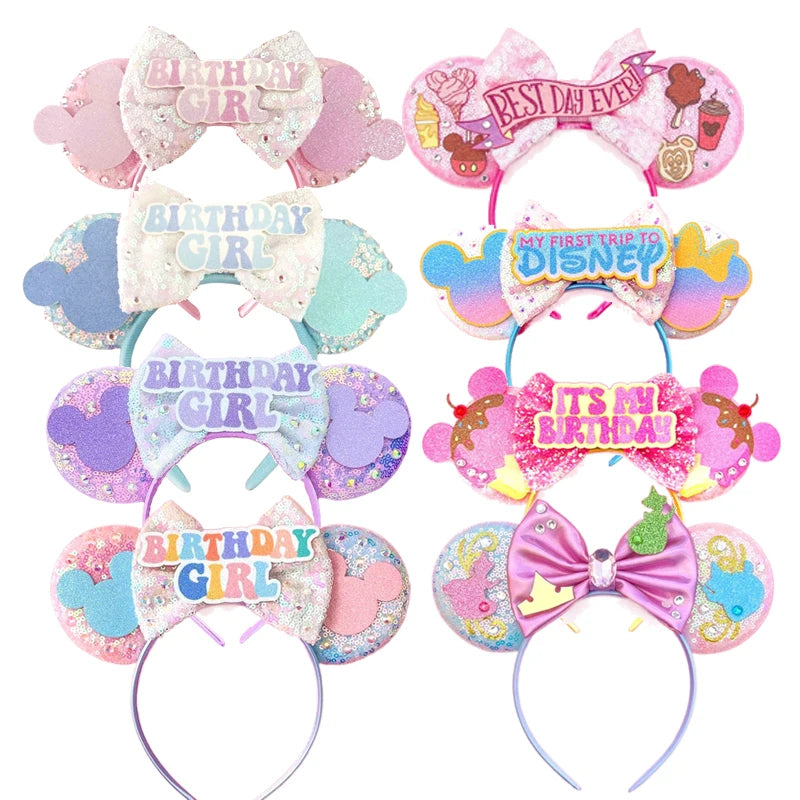 2024 Disney Mickey & Minnie Maus Ohren Haarreif – Glitzernde Sequin-Schleife – Für Kinder & Erwachsene – DIY Disneyland Accessoire