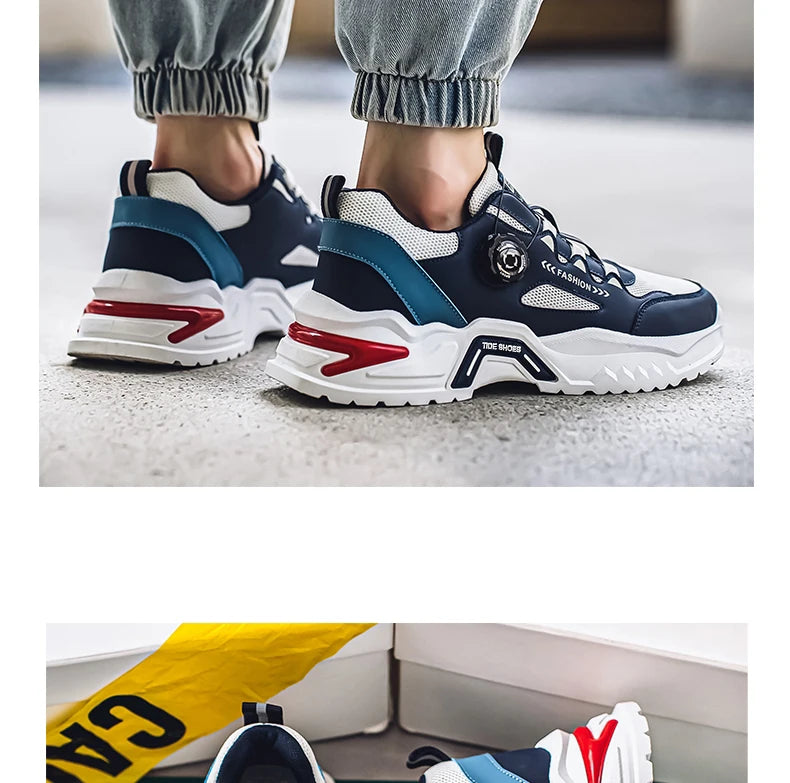 Herren Sneaker mit Rotationsverschluss – Koreanischer Stil | Bequeme Sportschuhe mit weicher Sohle & rutschfestem Profil – Ganzjahres-Freizeitschuhe