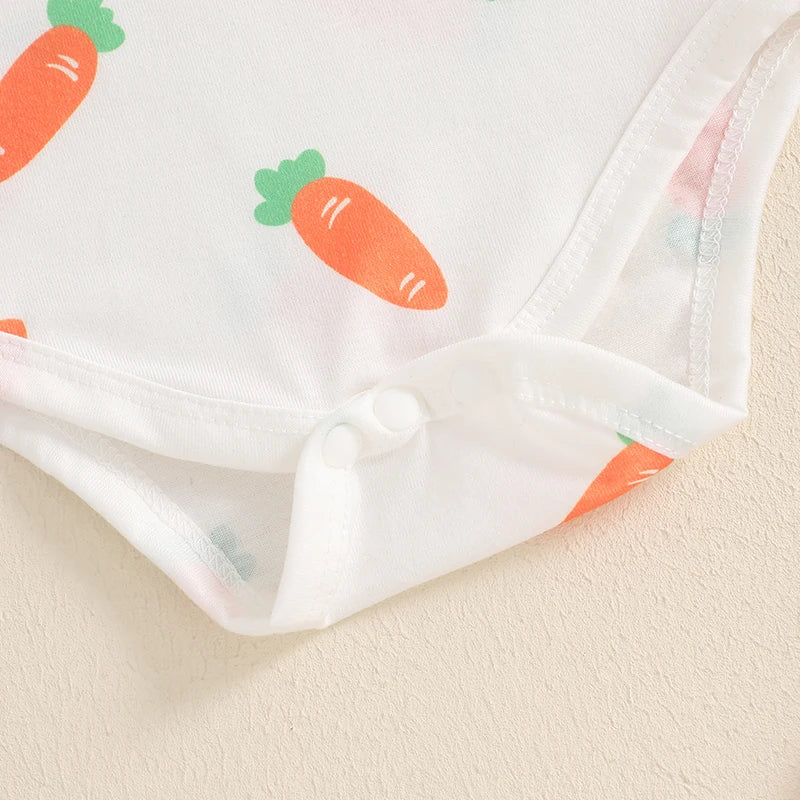 Oster-Outfit für Baby-Mädchen – 3-teilig: Karotten-Body mit langen Ärmeln, Hasen-Trägerrock & Haarband – von FOCUSNORM (0–18 Monate)