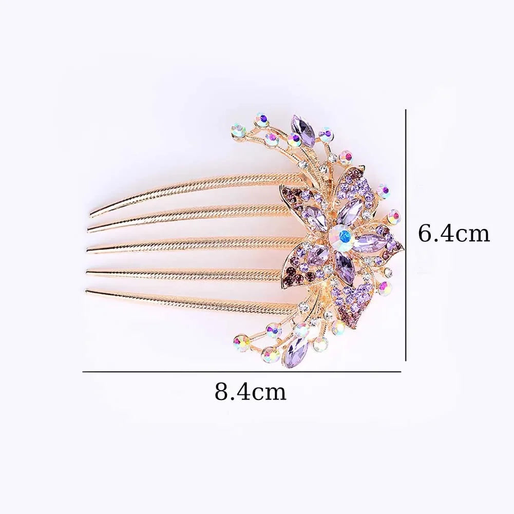 Vintage Blumen-Haarkamm mit Strass – Glänzender Haarschmuck für Damen – Antistatisch & Elegant (Geschenkidee)