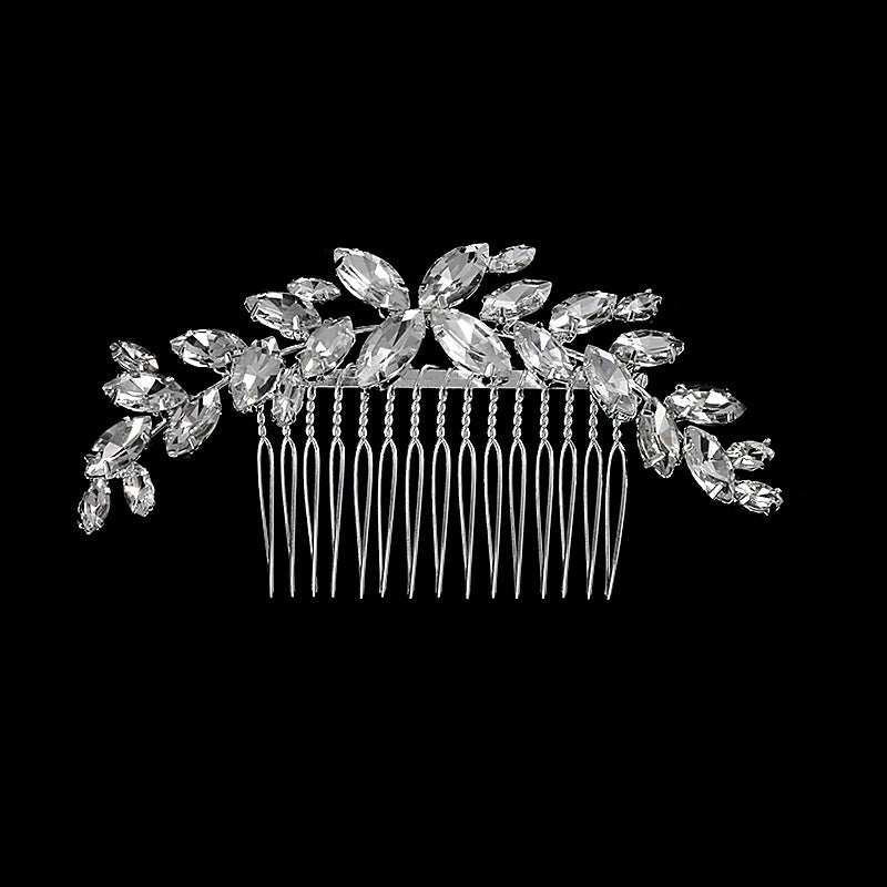 Silberner Haarkamm mit Perlen & Strass – Handgefertigtes elegantes Haarschmuck-Accessoire für Damen & Bräute