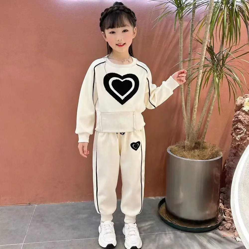 2-teiliges Mädchen-Set für Frühling & Herbst – Sweatshirt & Hose | Bequemes Freizeit-Outfit mit Print | 1–9 Jahre