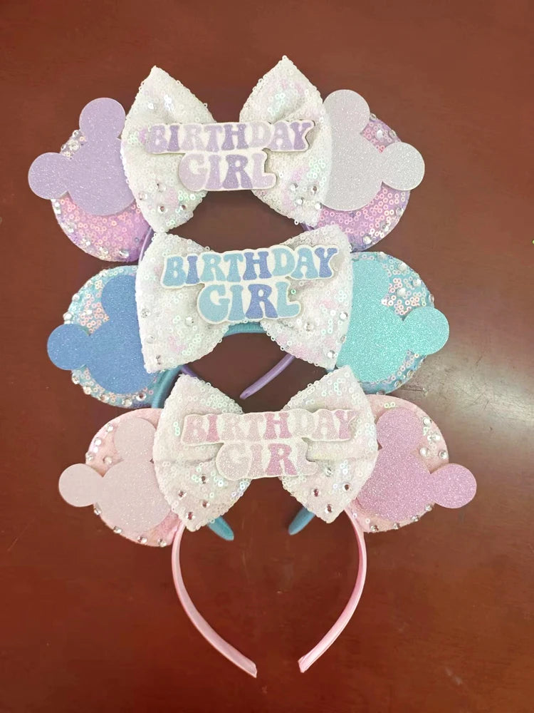 2024 Disney Mickey & Minnie Maus Ohren Haarreif – Glitzernde Sequin-Schleife – Für Kinder & Erwachsene – DIY Disneyland Accessoire