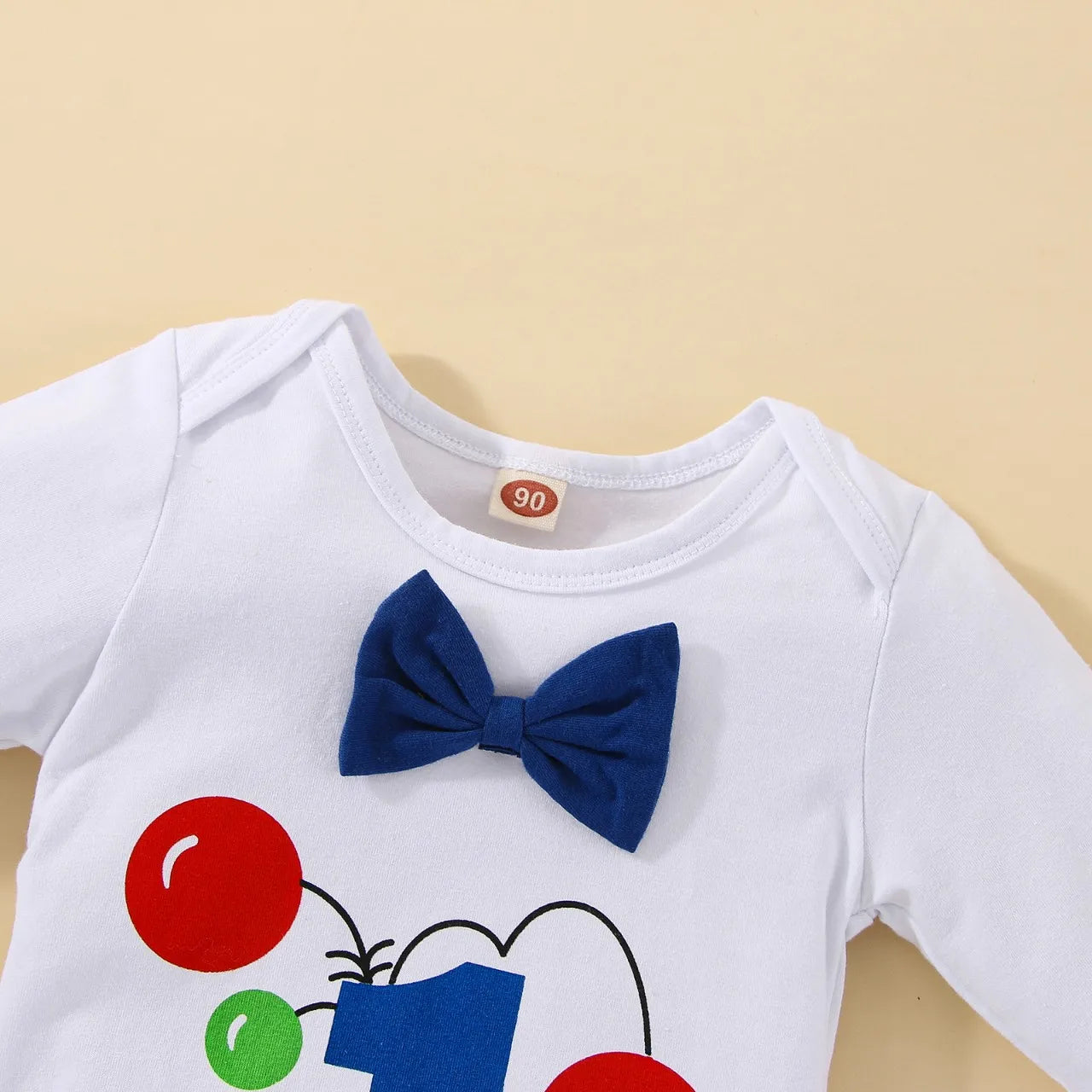 Baby Jungen Cake Smash Geburtstag Outfit – Romper mit „1“-Ballon-Aufdruck + Hosenträgerhose – 3-teiliges Set