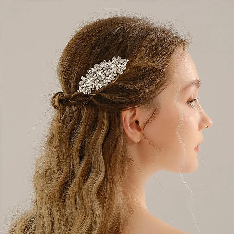 Silberner Haarkamm mit Perlen & Strass – Handgefertigtes elegantes Haarschmuck-Accessoire für Damen & Bräute
