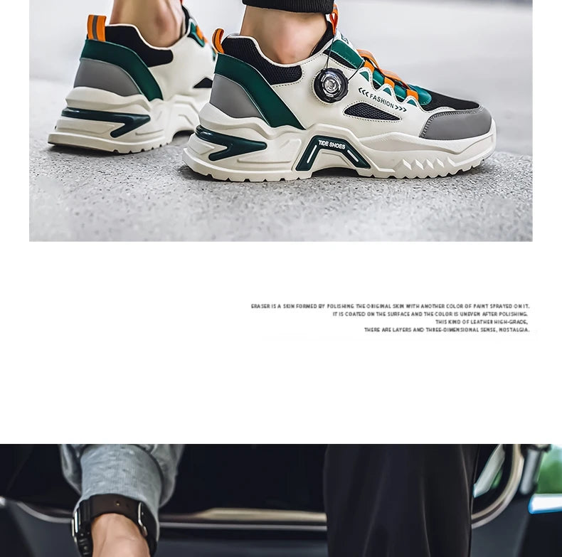 Herren Sneaker mit Rotationsverschluss – Koreanischer Stil | Bequeme Sportschuhe mit weicher Sohle & rutschfestem Profil – Ganzjahres-Freizeitschuhe