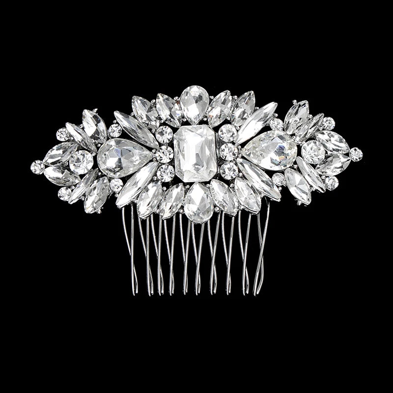 Silberner Haarkamm mit Perlen & Strass – Handgefertigtes elegantes Haarschmuck-Accessoire für Damen & Bräute