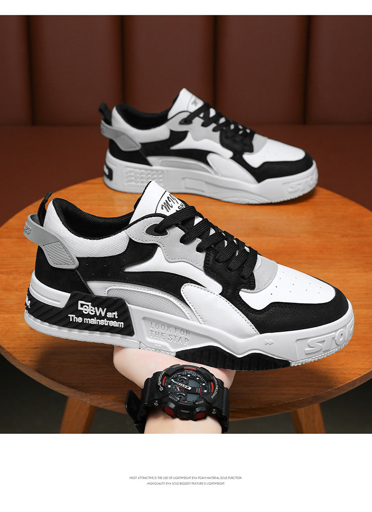 Herren Sneaker Herbst 2023 – Bequeme Plattform-Schuhe | Trendige weiße Schnürsneaker – Vulcanisierte Freizeitschuhe
