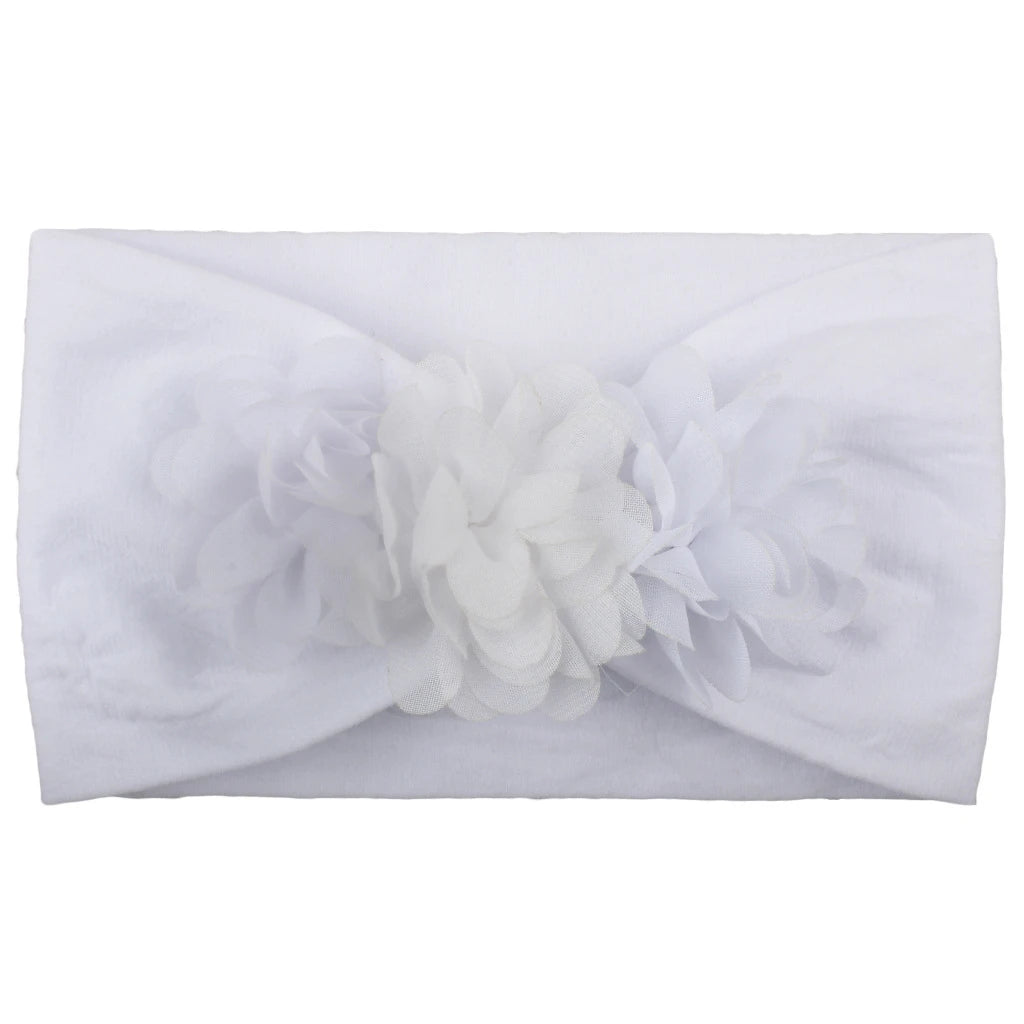 Elastisches Haarband mit Schleife für Mädchen – Blumenmuster Turban-Stirnband | Weiches Kinder-Haaraccessoire für Neugeborene & Kleinkinder