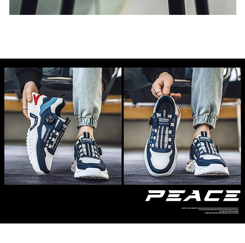 Herren Sneaker mit Rotationsverschluss – Koreanischer Stil | Bequeme Sportschuhe mit weicher Sohle & rutschfestem Profil – Ganzjahres-Freizeitschuhe