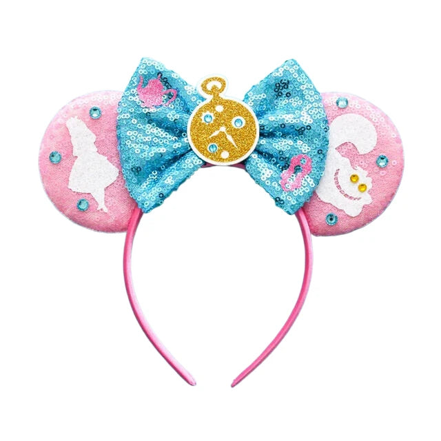 2024 Disney Mickey & Minnie Maus Ohren Haarreif – Glitzernde Sequin-Schleife – Für Kinder & Erwachsene – DIY Disneyland Accessoire