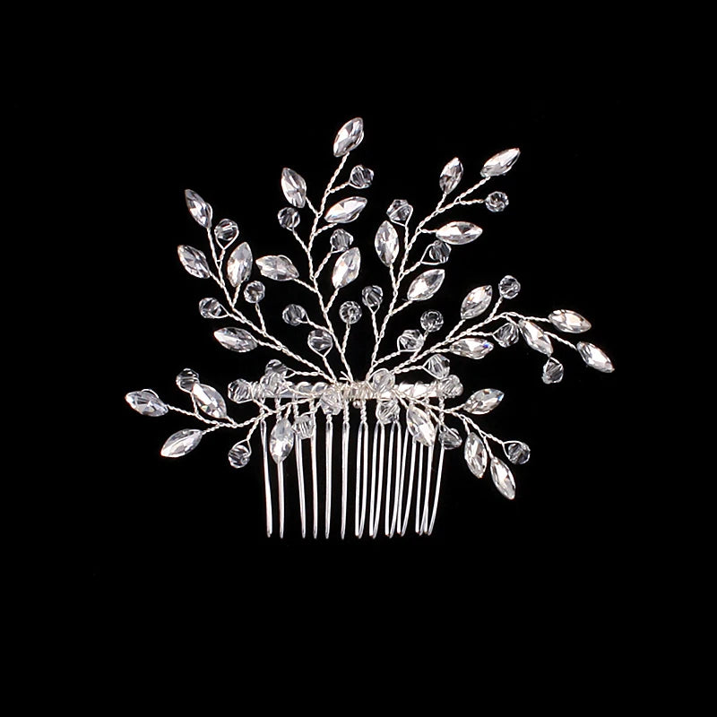 Silberner Haarkamm mit Perlen & Strass – Handgefertigtes elegantes Haarschmuck-Accessoire für Damen & Bräute
