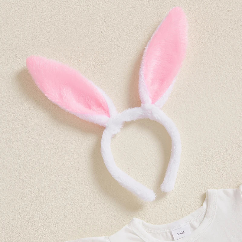 Süßes Baby-Osteroutfit für Mädchen – 3-teilig: Häschen-Body mit Tüllrock & Haarband mit Ohren (0–18 Monate)