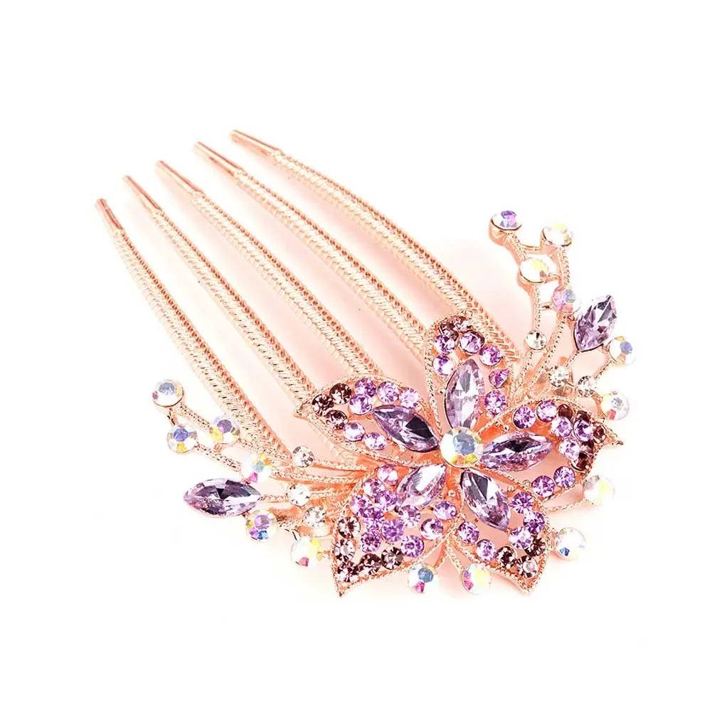 Vintage Blumen-Haarkamm mit Strass – Glänzender Haarschmuck für Damen – Antistatisch & Elegant (Geschenkidee)