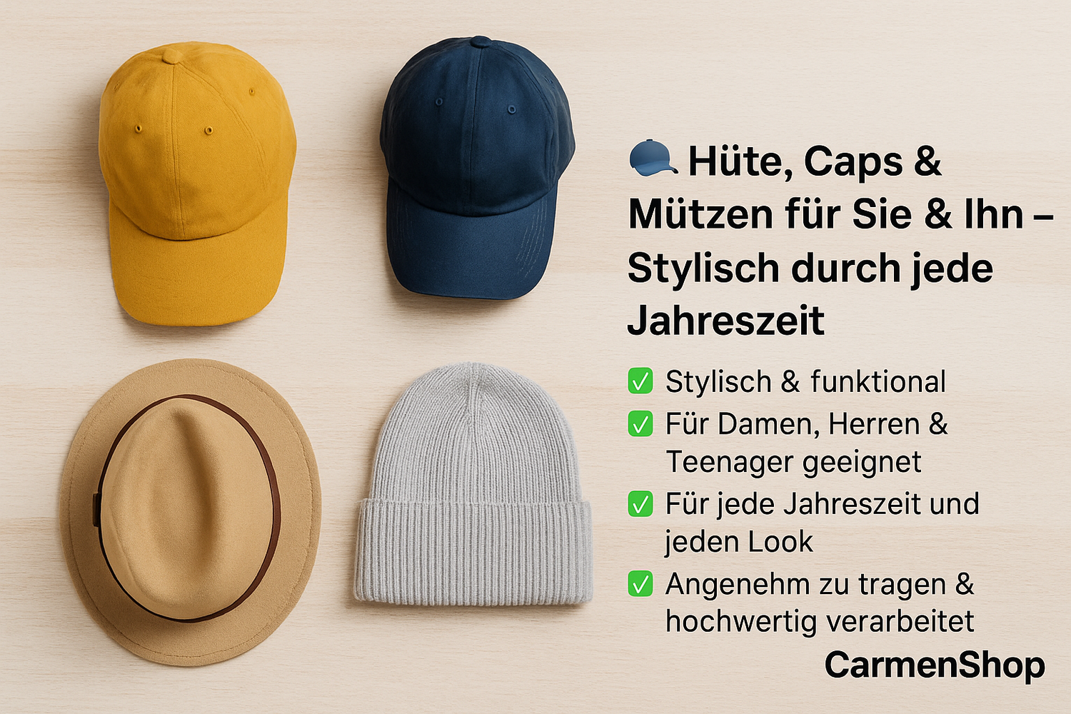 🧢 Hüte, Caps & Mützen für Sie &amp; Ihn – Stylisch durch jede Jahreszeit