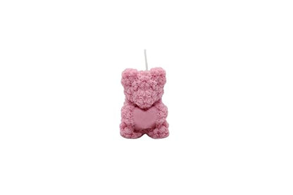 Handgemachte Sojawachs-Kerze | Set aus 5 Bären mit Herz – Vanille-Duft & florales Design | Duftkerze Geschenk & Dekoration