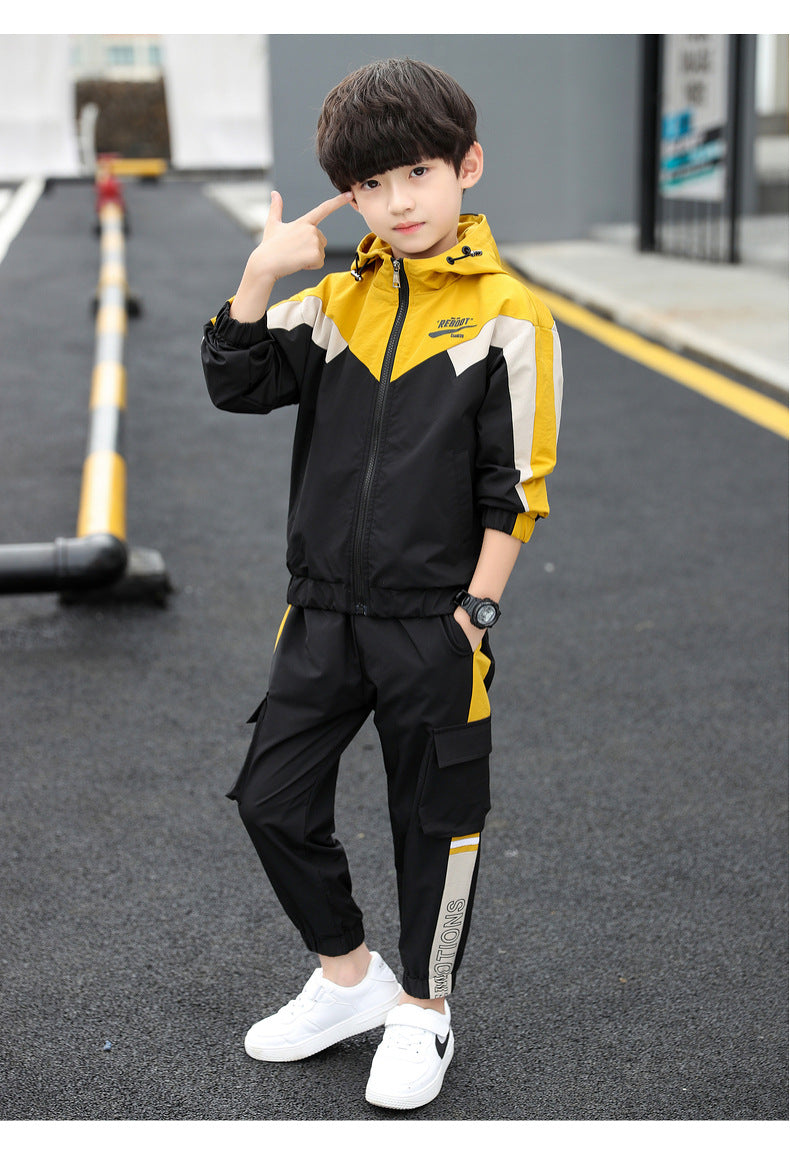2-teiliges Jungen-Sportanzug-Set mit Kapuze – Frühling & Herbst | Langarm-Trainingsanzug für Kinder & Teenager (Größe 120–170)