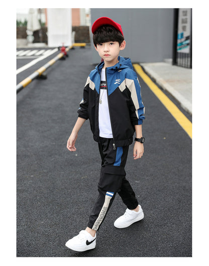 2-teiliges Jungen-Sportanzug-Set mit Kapuze – Frühling & Herbst | Langarm-Trainingsanzug für Kinder & Teenager (Größe 120–170)