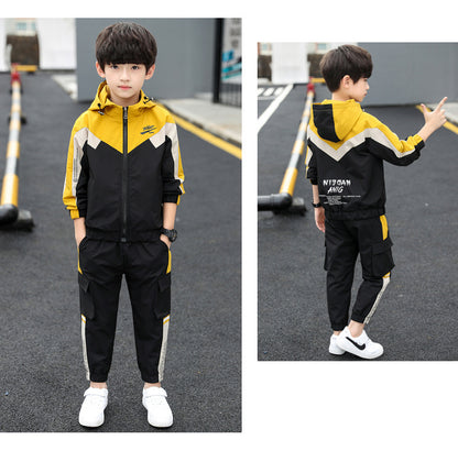2-teiliges Jungen-Sportanzug-Set mit Kapuze – Frühling & Herbst | Langarm-Trainingsanzug für Kinder & Teenager (Größe 120–170)