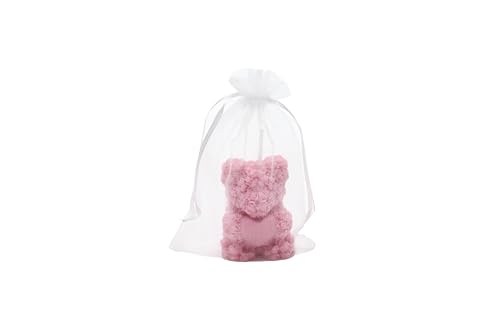 Handgemachte Sojawachs-Kerze | Set aus 5 Bären mit Herz – Vanille-Duft & florales Design | Duftkerze Geschenk & Dekoration