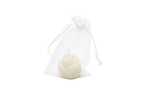 Handgemachte Sojawachs-Kerze | Vanille-Duft & Rosenform 4er Set | Duftkerze Geschenk & Dekoration