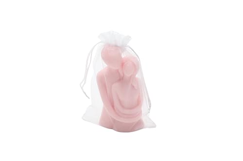 Handgemachte Sojawachs-Kerze | Vanille-Duft & Umarmendes-Paar-Design | Duftkerze Geschenk (Rosa)