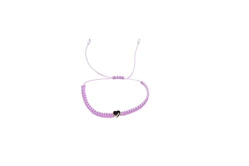 Handgefertigtes Makramee-Armband mit schwarzer Herzperle – Verstellbar & Elegant