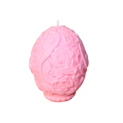 Handgemachte Bio-Sojawachs-Kerze | Vanille oder Lavendel -Duft & Rosenrelief – Ei-Form | Duftkerze Geschenk