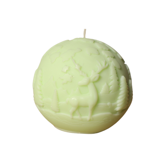 Handgemachte Bio-Sojawachs-Kerze | Vanille-Duft & Waldszene – Kugel-Design | Duftkerze Geschenk (: Sanftes Pastellgrün/Hellgrün)