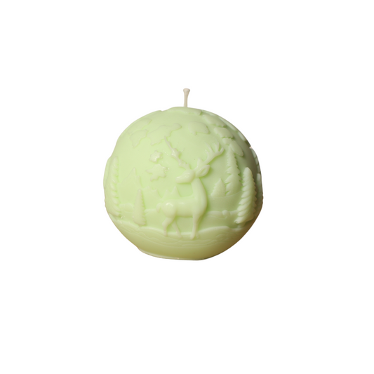 Handgemachte Bio-Sojawachs-Kerze | Vanille-Duft & Waldszene – Kugel-Design | Duftkerze Geschenk (: Sanftes Pastellgrün/Hellgrün)