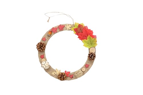 Herbstlicher Türkranz mit Natur- und Dekoelementen – Handgemachte Herbstdekoration für Tür, Wand & Fenster