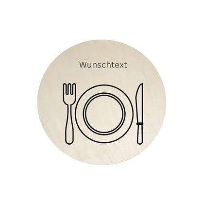 Personalisierte Holz-Tischunterlage | Gravierte Platzmatte mit Wunschtext & Design