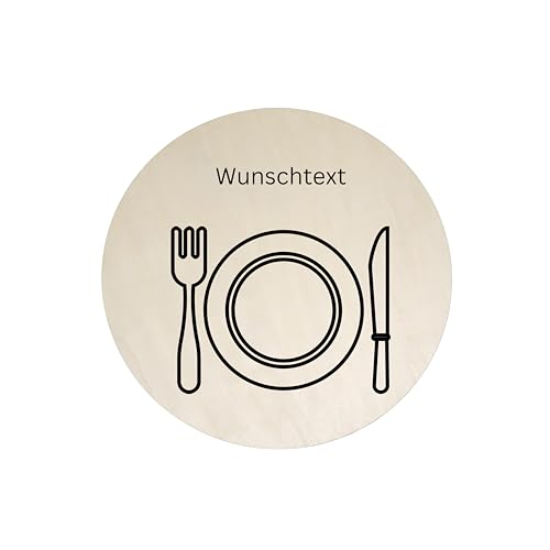 Personalisierte Holz-Tischunterlage | Gravierte Platzmatte mit Wunschtext & Design