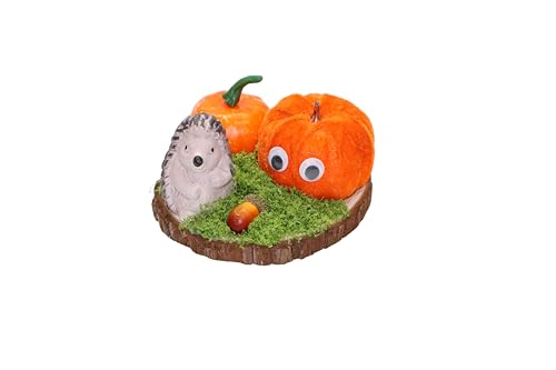 Handgefertigte Herbst-Deko mit Kürbis & Igel – Naturholz & Kunststoffe
