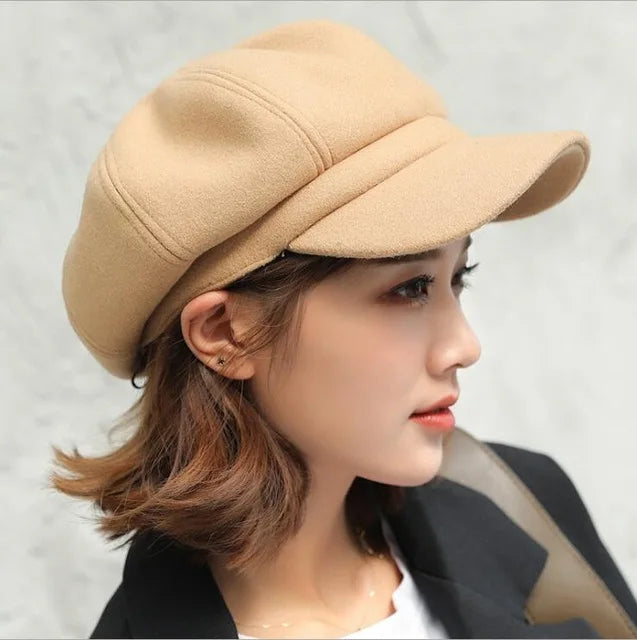 Damen & Herren Herbst/Winter Schirmmütze – Schlichte Octagonal Newsboy Cap aus Baumwolle | Klassische Maler-Baskenmütze