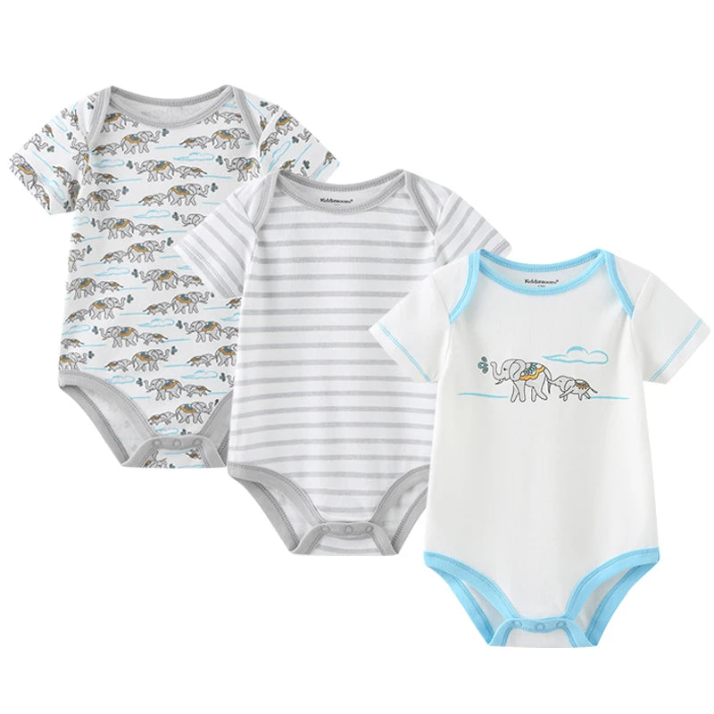 3-teiliges Baby-Set aus Baumwolle – Sommer-Body mit kurzen Ärmeln für Jungen & Mädchen (0–12 Monate)