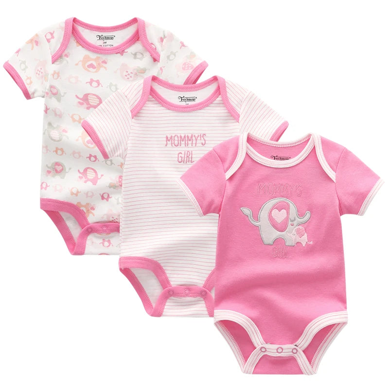 3-teiliges Baby-Set aus Baumwolle – Sommer-Body mit kurzen Ärmeln für Jungen & Mädchen (0–12 Monate)